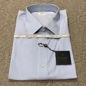 NWT Brooks Brothers “346” Non-Iron Stretch Slim Fit Dress Shirt Neck 17.5 32/33